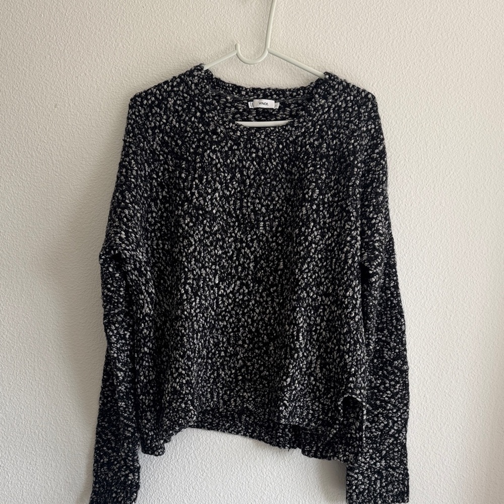 Vince Black and White Marled Crewneck Sweater